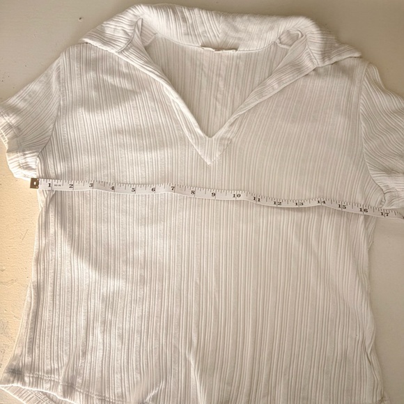 Madewell Ribbed V-Neck Polo Shirt White - Picture 5 of 7
